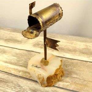 Demott Mailbox Sculpture Copper MCM Brutalist Art